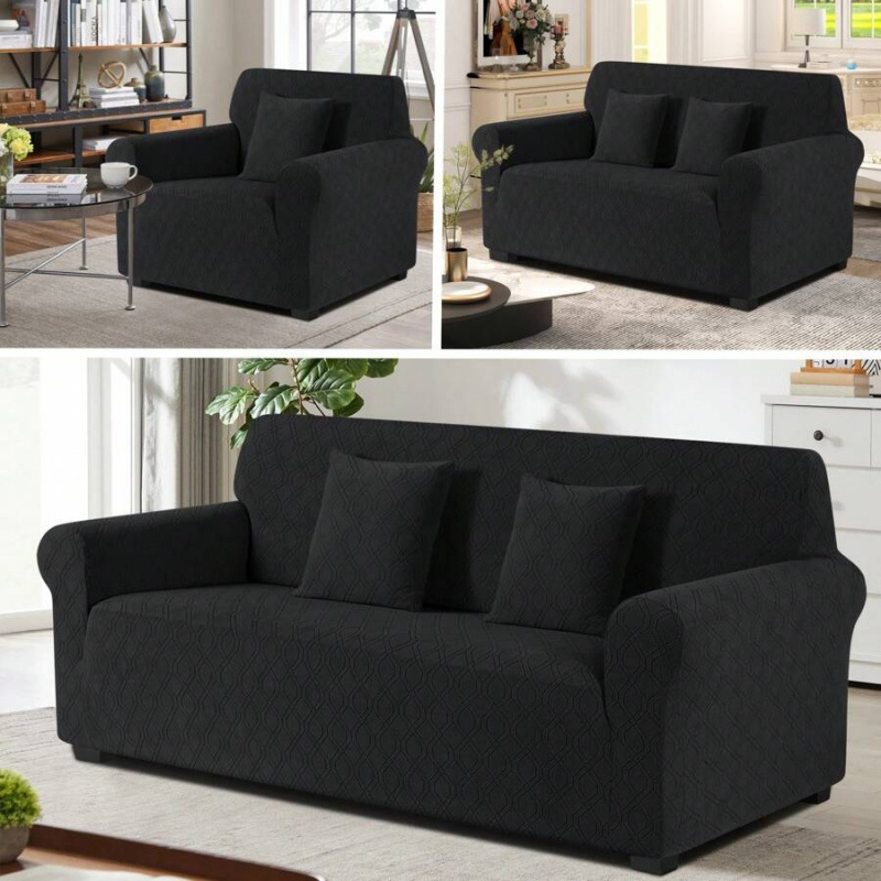 Povlaky na sedačku – elastický Jacquard, všetky ročné obdobia, egyptská dlhá bavlna, ťažká hmotnosť, štvorprvkový set