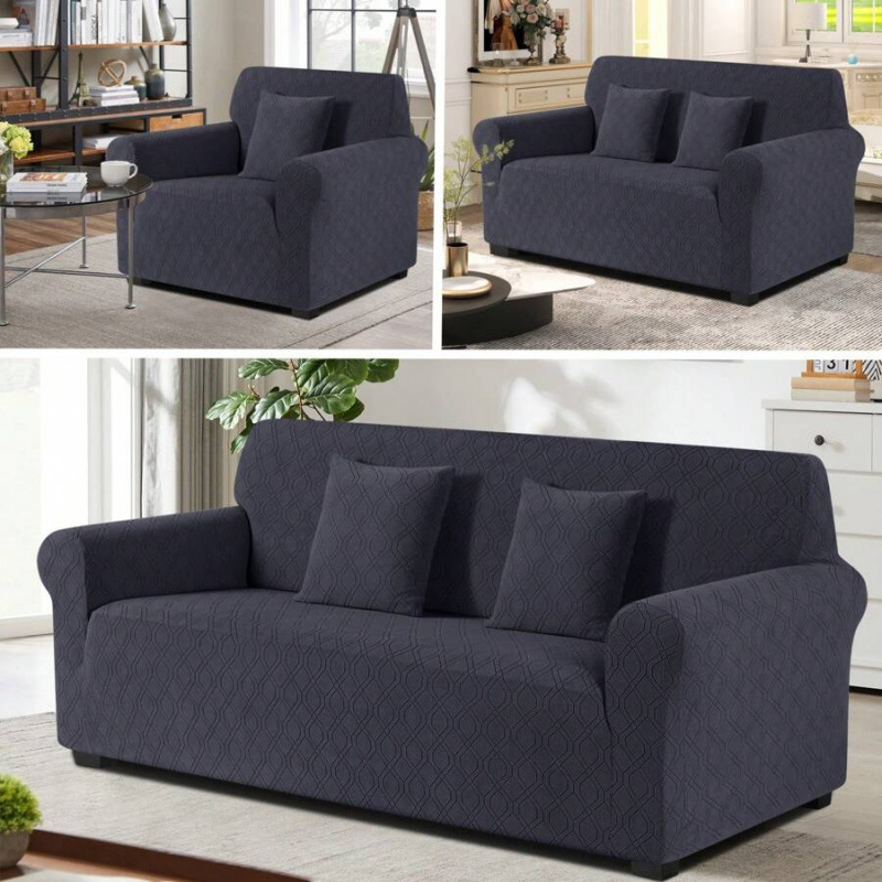 Povlaky na sedačku – elastický Jacquard, všetky ročné obdobia, egyptská dlhá bavlna, ťažká hmotnosť, štvorprvkový set