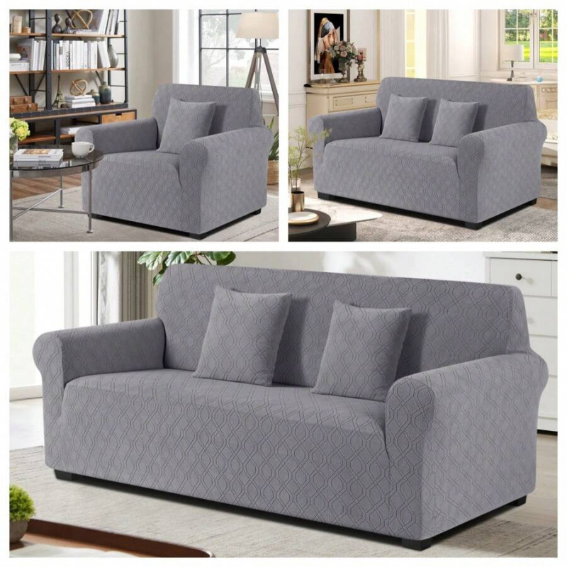 Povlaky na sedačku – elastický Jacquard, všetky ročné obdobia, egyptská dlhá bavlna, ťažká hmotnosť, štvorprvkový set