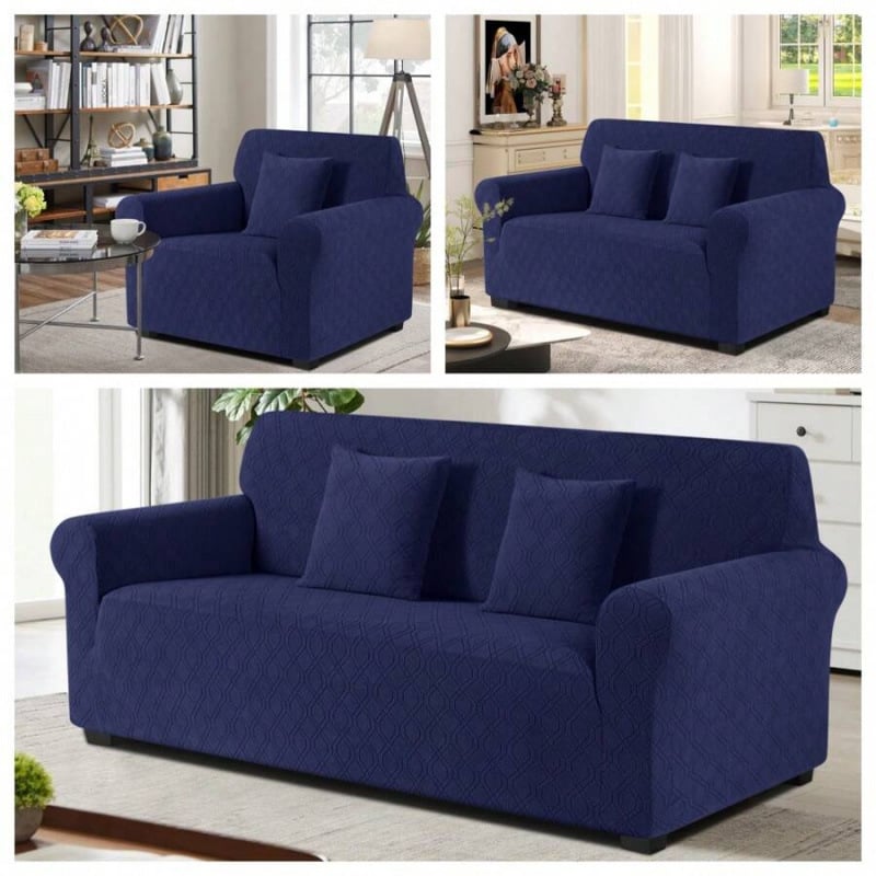 Povlaky na sedačku – elastický Jacquard, všetky ročné obdobia, egyptská dlhá bavlna, ťažká hmotnosť, štvorprvkový set