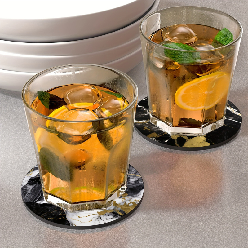 Keramická podložka pod šálku s mramorovým vzorom, luxusná a izolovaná • Forest Life • Možnosť potlače loga