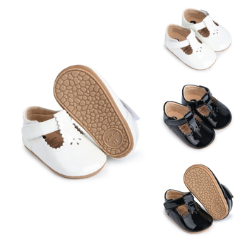 Princeses stila zīdaiņu kurpes ar Velcro aizdari, gumijas zole, PU augšdaļa, auduma iekšpuse, elpojošas un pretslīdējošas