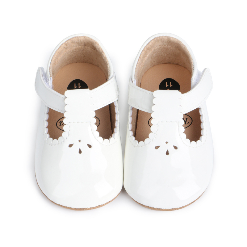 Princeses stila zīdaiņu kurpes ar Velcro aizdari, gumijas zole, PU augšdaļa, auduma iekšpuse, elpojošas un pretslīdējošas