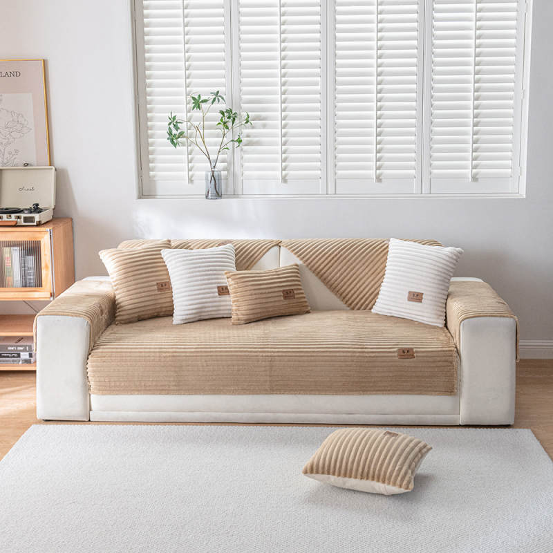 Potah na vankúš na sedačku – umelý králičí plyš, minimalistický štýl, jednofarebný vzor, univerzálne uchytenie, látkový model vankúša, dostupná personalizácia