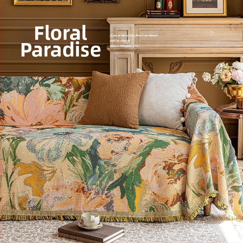 Poťah na sedačku v bohémskom štýle pre trojsedadový gauč, univerzálny na štyri ročné obdobia, kompletné prekrytie, abstraktný vzor, 100% Chenille