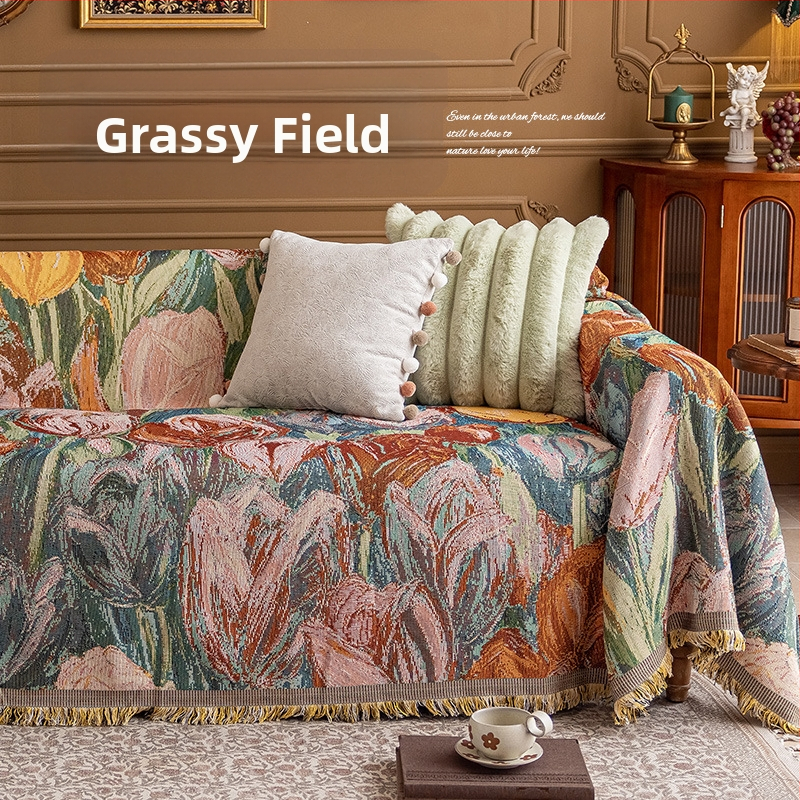 Poťah na sedačku v bohémskom štýle pre trojsedadový gauč, univerzálny na štyri ročné obdobia, kompletné prekrytie, abstraktný vzor, 100% Chenille