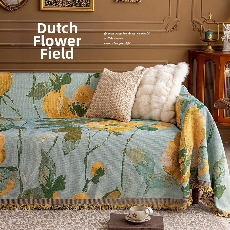 Poťah na sedačku v bohémskom štýle pre trojsedadový gauč, univerzálny na štyri ročné obdobia, kompletné prekrytie, abstraktný vzor, 100% Chenille