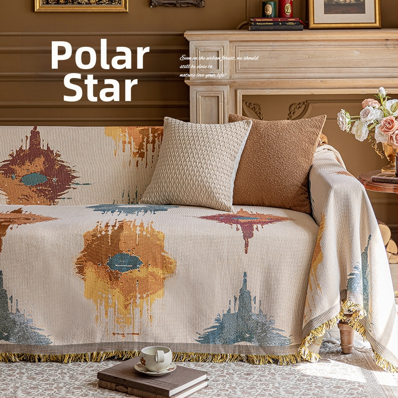 Poťah na sedačku v bohémskom štýle pre trojsedadový gauč, univerzálny na štyri ročné obdobia, kompletné prekrytie, abstraktný vzor, 100% Chenille