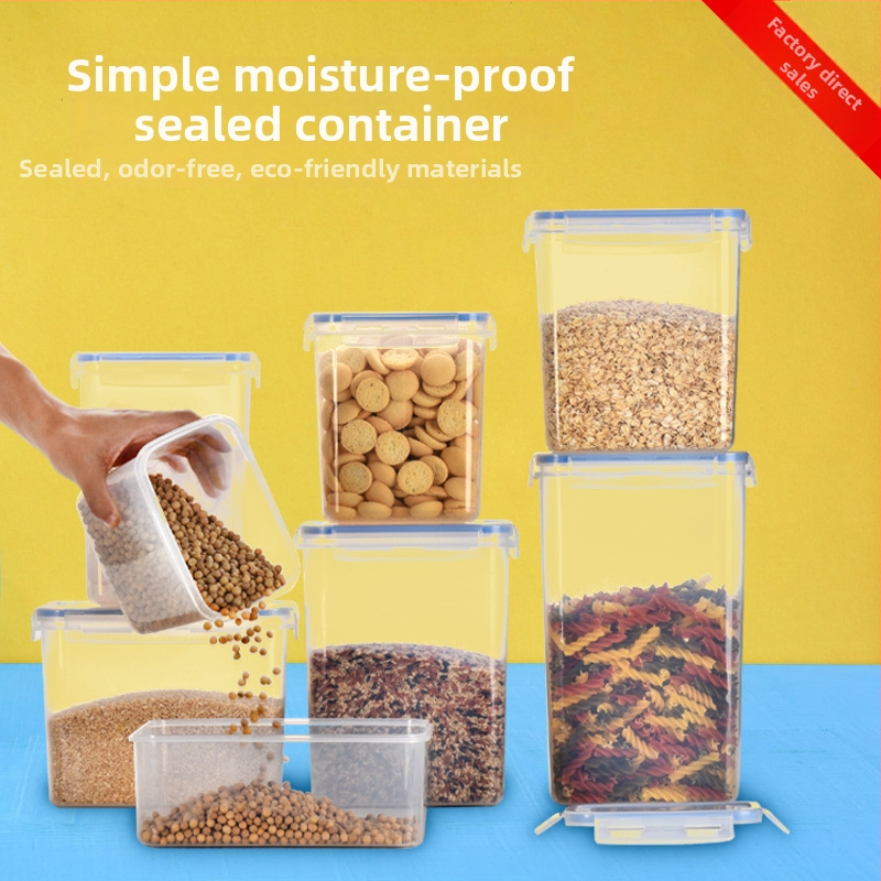 Sedemdielny uzavretý set nádob na uskladnenie zŕn, PP plast, štvorcový tvar, kapacita nad 5 litrov, bez zápachu