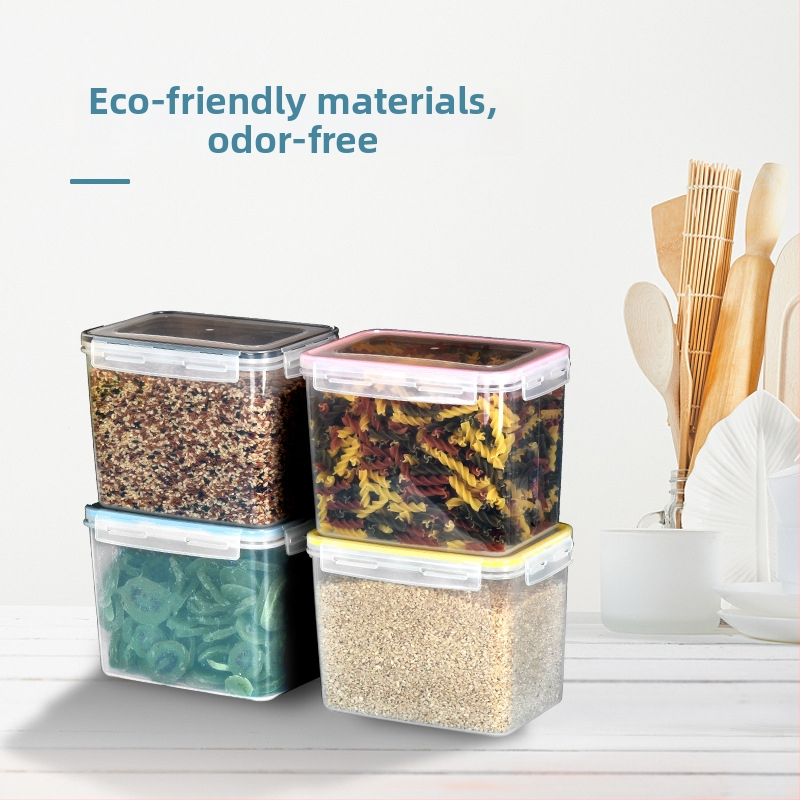 Sedemdielny uzavretý set nádob na uskladnenie zŕn, PP plast, štvorcový tvar, kapacita nad 5 litrov, bez zápachu