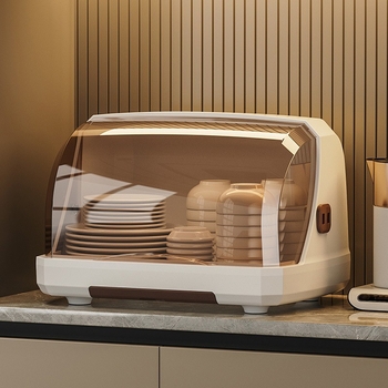 Box na skladovanie misiek a paličiek s vekom a odkvapkávacím stojanom na taniere – nástenný, plastový, bez inštalácie