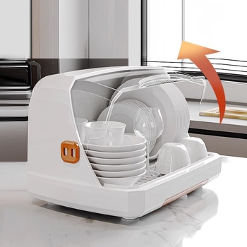 Box na skladovanie misiek a paličiek s vekom a odkvapkávacím stojanom na taniere – nástenný, plastový, bez inštalácie