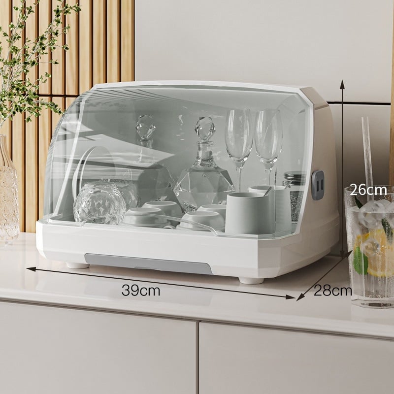 Box na skladovanie misiek a paličiek s vekom a odkvapkávacím stojanom na taniere – nástenný, plastový, bez inštalácie