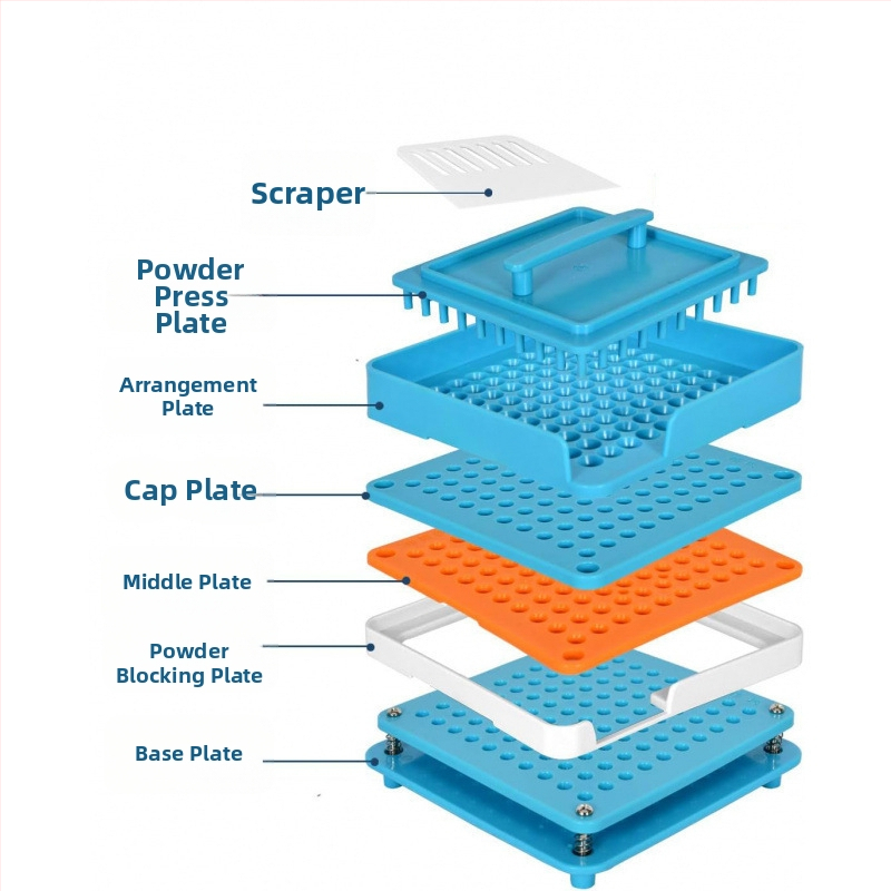 Kapsulová plnička s doskou na prášok, doska s 200 otvormi, kód produktu Mkcchcj2w