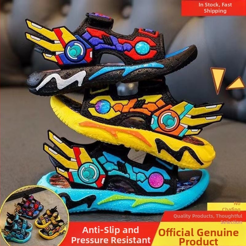 Feiya Vaikų berniukų sandalai, Vasara 2023, viršus iš sintetinės odos, padas PVC, neslysta, amžius 4–6 metai