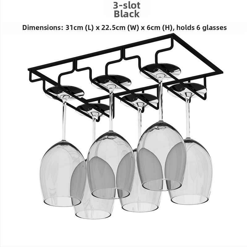 Obrátený nástenný stojan na poháre na víno – železná drôt, moderný jednoduchý štýl