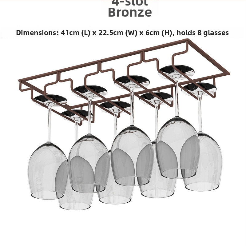 Obrátený nástenný stojan na poháre na víno – železná drôt, moderný jednoduchý štýl