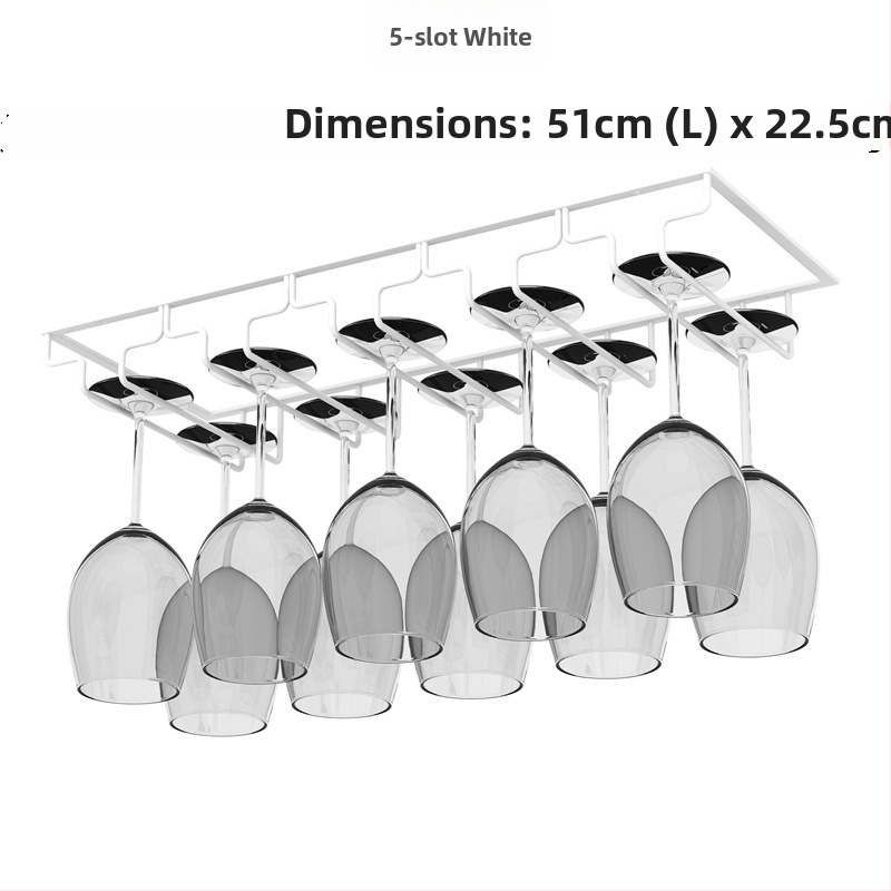 Obrátený nástenný stojan na poháre na víno – železná drôt, moderný jednoduchý štýl