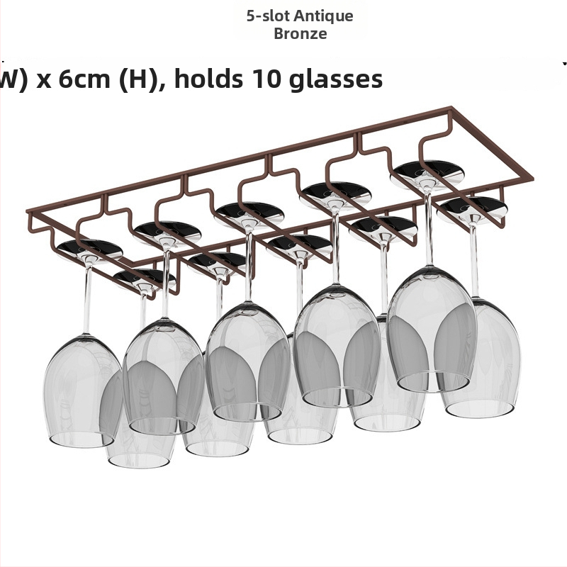 Obrátený nástenný stojan na poháre na víno – železná drôt, moderný jednoduchý štýl