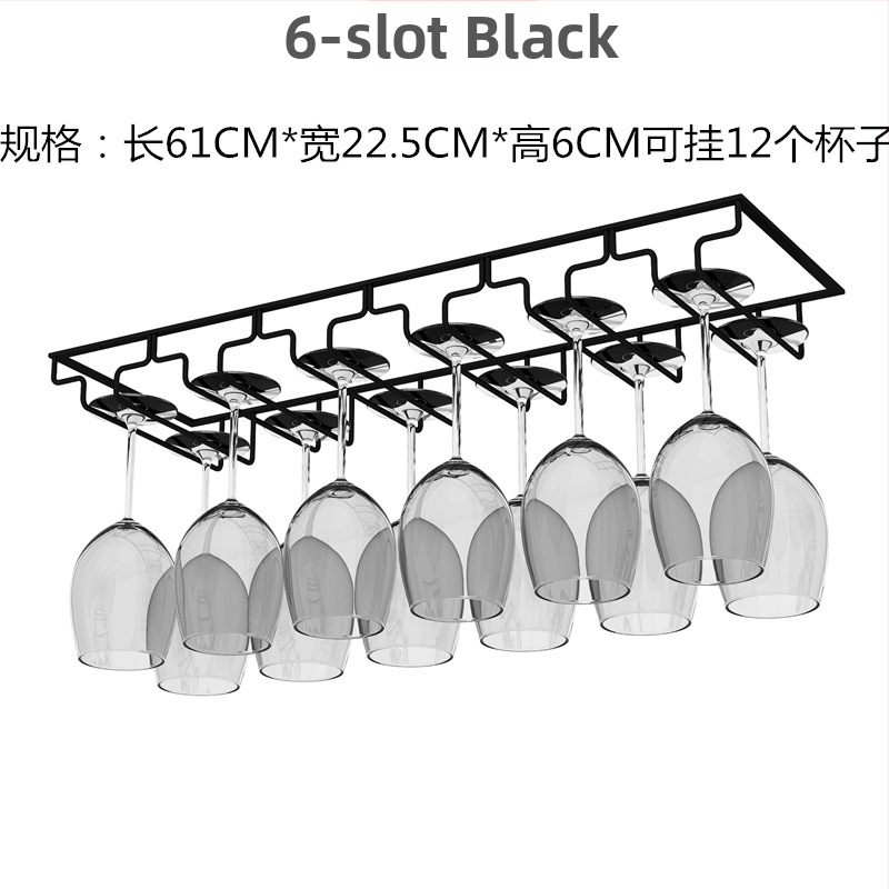 Obrátený nástenný stojan na poháre na víno – železná drôt, moderný jednoduchý štýl