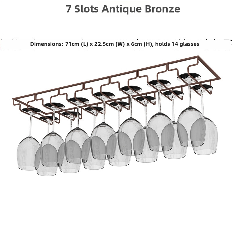 Obrátený nástenný stojan na poháre na víno – železná drôt, moderný jednoduchý štýl