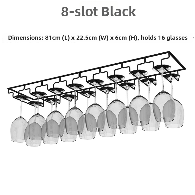 Obrátený nástenný stojan na poháre na víno – železná drôt, moderný jednoduchý štýl