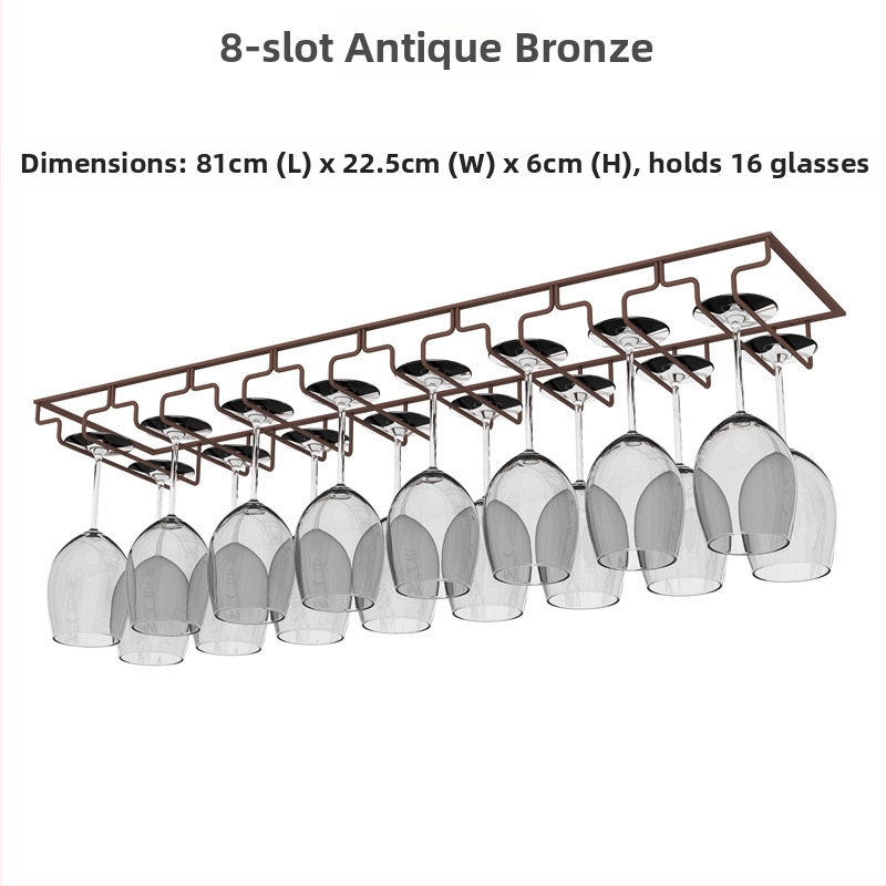 Obrátený nástenný stojan na poháre na víno – železná drôt, moderný jednoduchý štýl