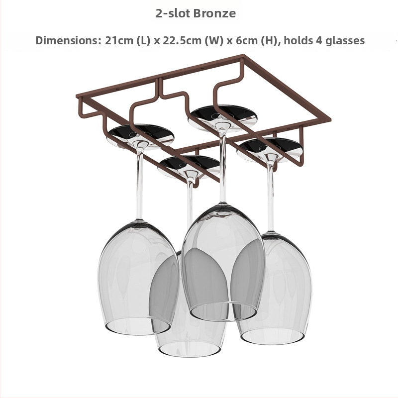 Obrátený nástenný stojan na poháre na víno – železná drôt, moderný jednoduchý štýl