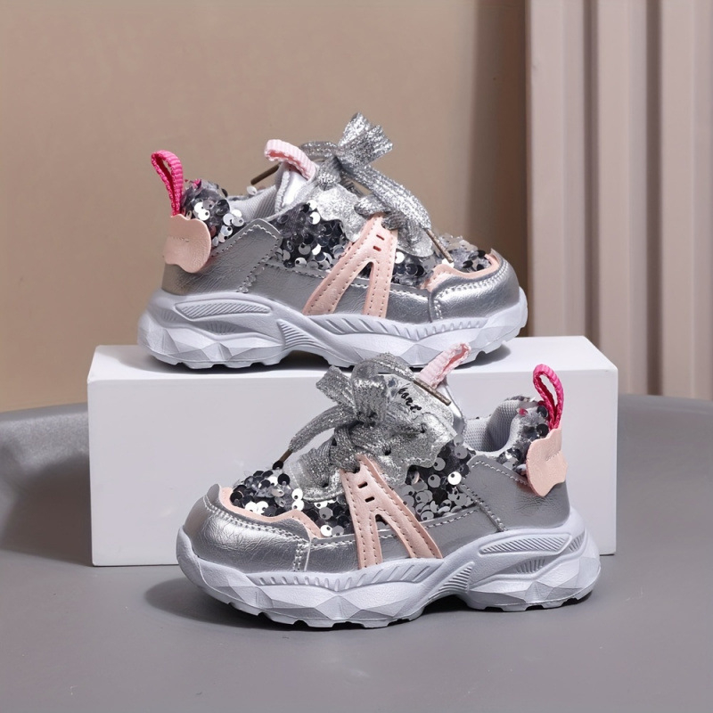 Dievčenské športové topánky so žiarivými flitrami, ľahké a mäkké, Lyocell tkanina (regenerovaná celulózová vlákna), Bezpečnostná trieda C, Vhodné pre deti od 8 rokov (140 cm a viac), Leto 2022