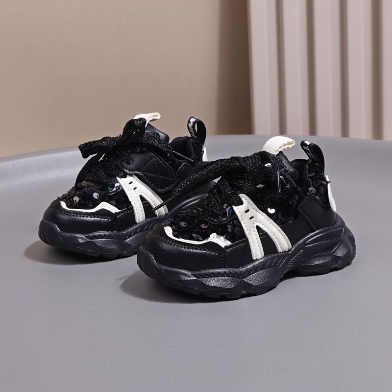 Dievčenské športové topánky so žiarivými flitrami, ľahké a mäkké, Lyocell tkanina (regenerovaná celulózová vlákna), Bezpečnostná trieda C, Vhodné pre deti od 8 rokov (140 cm a viac), Leto 2022