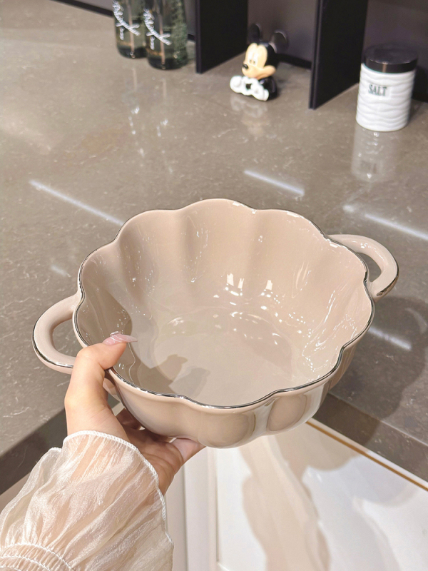 Keramický jedálenský set v nordickom štýle so krajkovým okrajom: tanier, miska a jedálenské paličky — darček pripravený