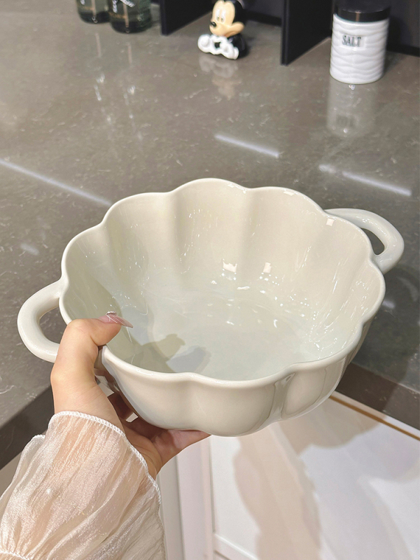 Keramický jedálenský set v nordickom štýle so krajkovým okrajom: tanier, miska a jedálenské paličky — darček pripravený