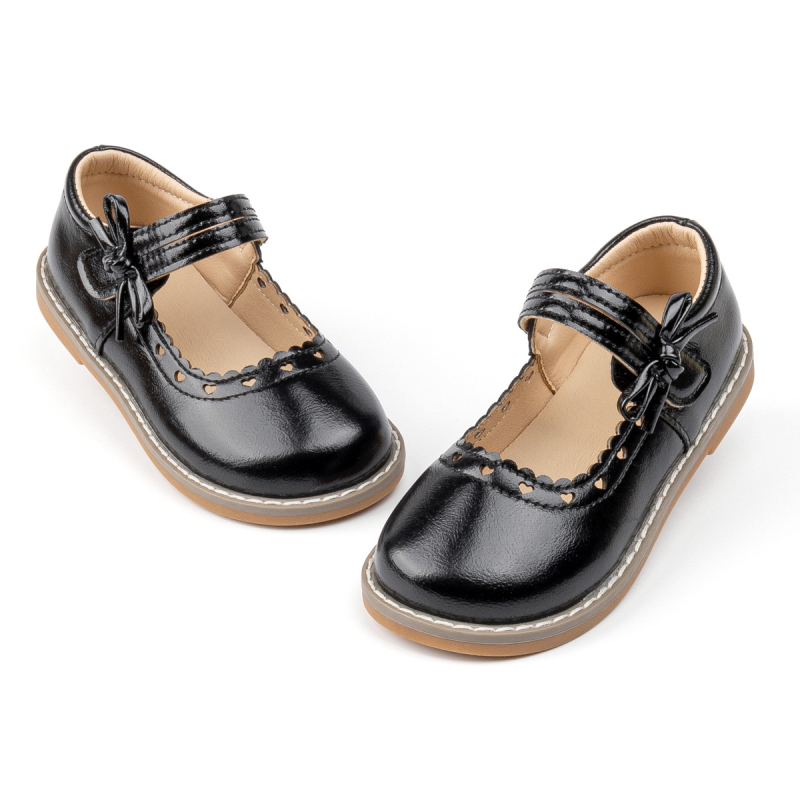 Meitenēm skolas kurpes (PU augšdaļa; PU iekšējā zole; gumijas zole; Velcro aizdare; antislīdēšana)