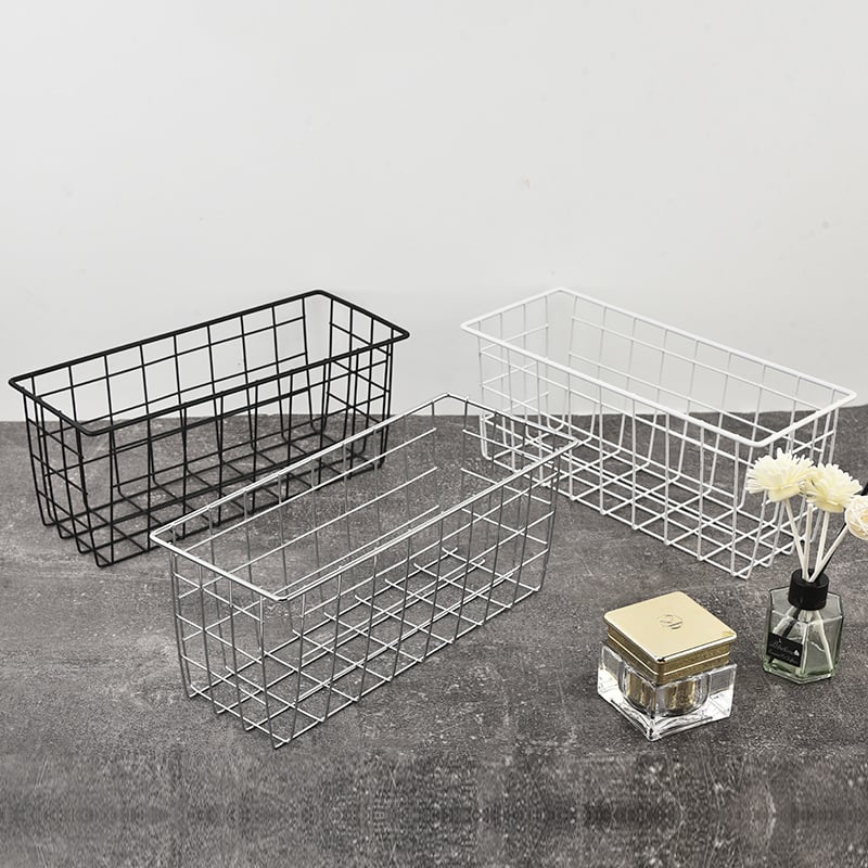 Kovinė geležinė laikymo pintinė staliniam organizavimui, šiuolaikinio minimalistinio stiliaus, medžiaga: geležies viela