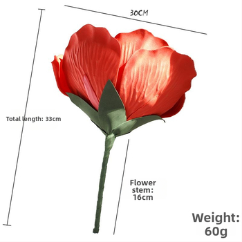 Hlava ruže zo saténového kvetu na dekoráciu – flokovaný povrch, Daisy odroda, na svadby a výklady