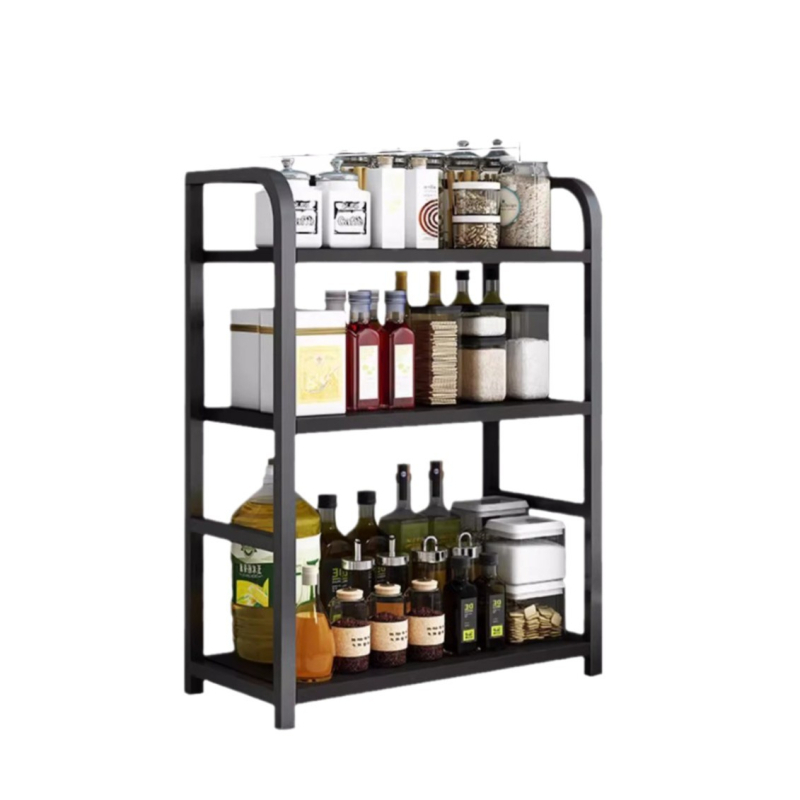 Raft de depozitare pentru condimente, pentru blat, 3 etaje, multifuncțional, organizator pentru ulei, sare, sosuri și oțet