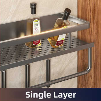 Kuchynský stenový regál zo Space hliníka, multifunkčný s držiakom na nože (bez montáže)