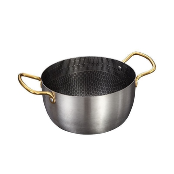 Nerezová polievková kastrola s nepriľnavým povrchom, s dvojitými uchami a textúrou medovej bunky, kompatibilná s indukčnou doskou a plynovým sporákom