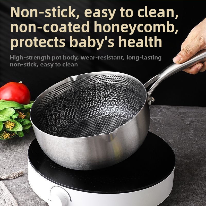 Nerezová polievková kastrola s nepriľnavým povrchom, s dvojitými uchami a textúrou medovej bunky, kompatibilná s indukčnou doskou a plynovým sporákom