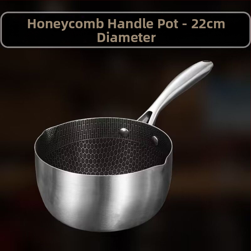 Nerezová polievková kastrola s nepriľnavým povrchom, s dvojitými uchami a textúrou medovej bunky, kompatibilná s indukčnou doskou a plynovým sporákom