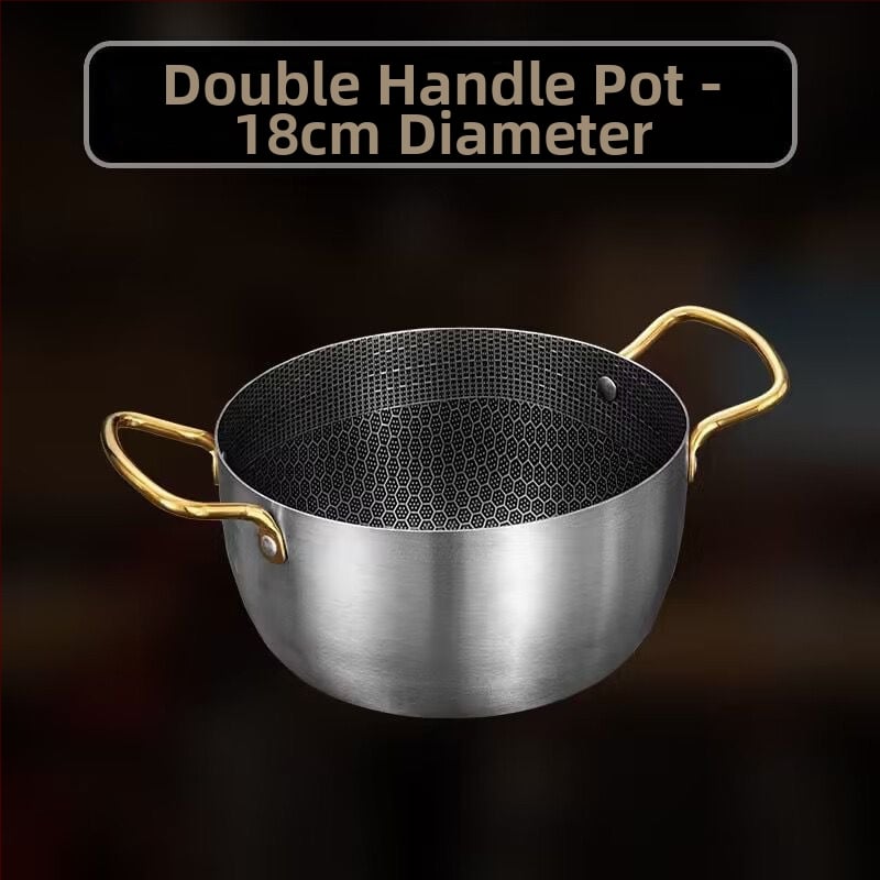 Nerezová polievková kastrola s nepriľnavým povrchom, s dvojitými uchami a textúrou medovej bunky, kompatibilná s indukčnou doskou a plynovým sporákom