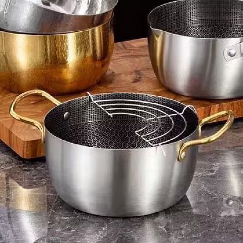 Nerezová polievková kastrola s nepriľnavým povrchom, s dvojitými uchami a textúrou medovej bunky, kompatibilná s indukčnou doskou a plynovým sporákom
