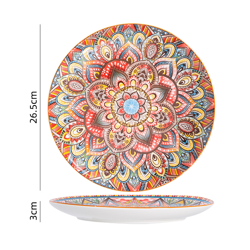 Porcelánový tanier s kvetinovým vzorom, guľatý tvar, podglazúrna farba, vhodný do mikrovlnnej rúry