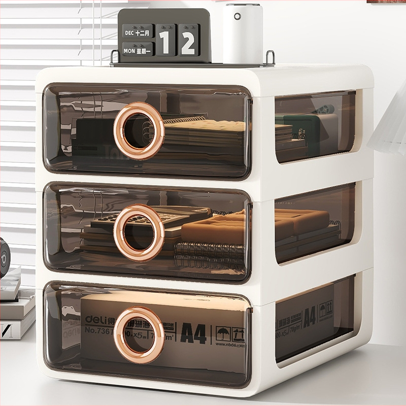 Kozmetický úložný box s priehľadnými šuplíkmi – plastový stolný organizér na make-up a starostlivosť o pleť, Yunshina, Jieyang, 2023