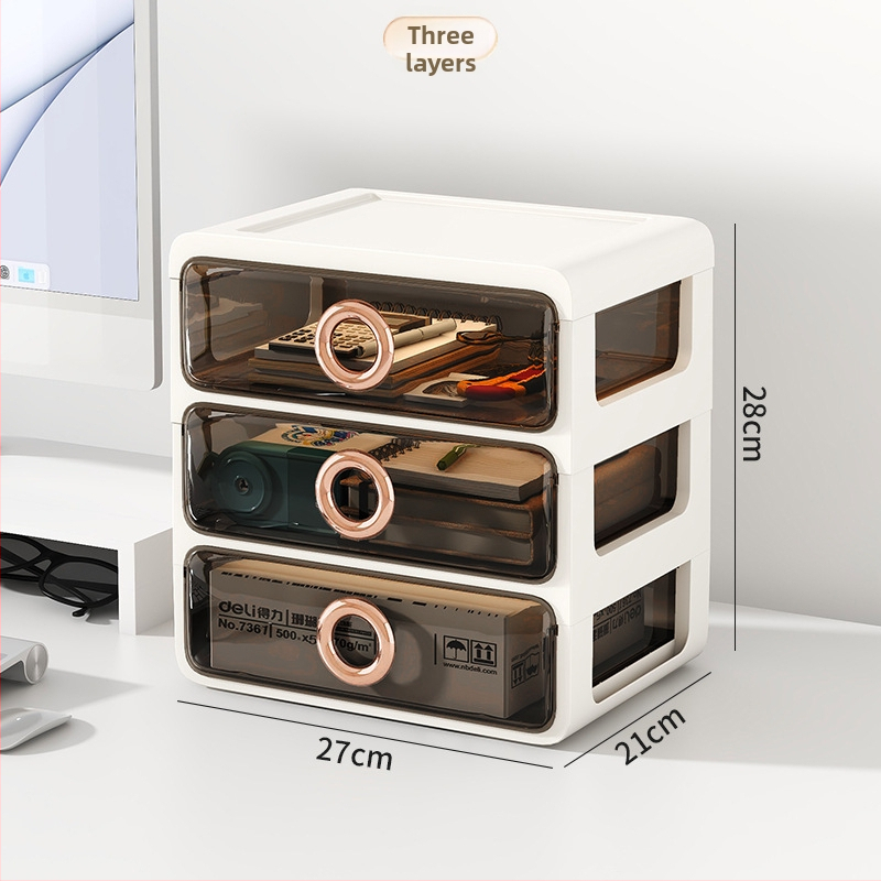 Kozmetický úložný box s priehľadnými šuplíkmi – plastový stolný organizér na make-up a starostlivosť o pleť, Yunshina, Jieyang, 2023