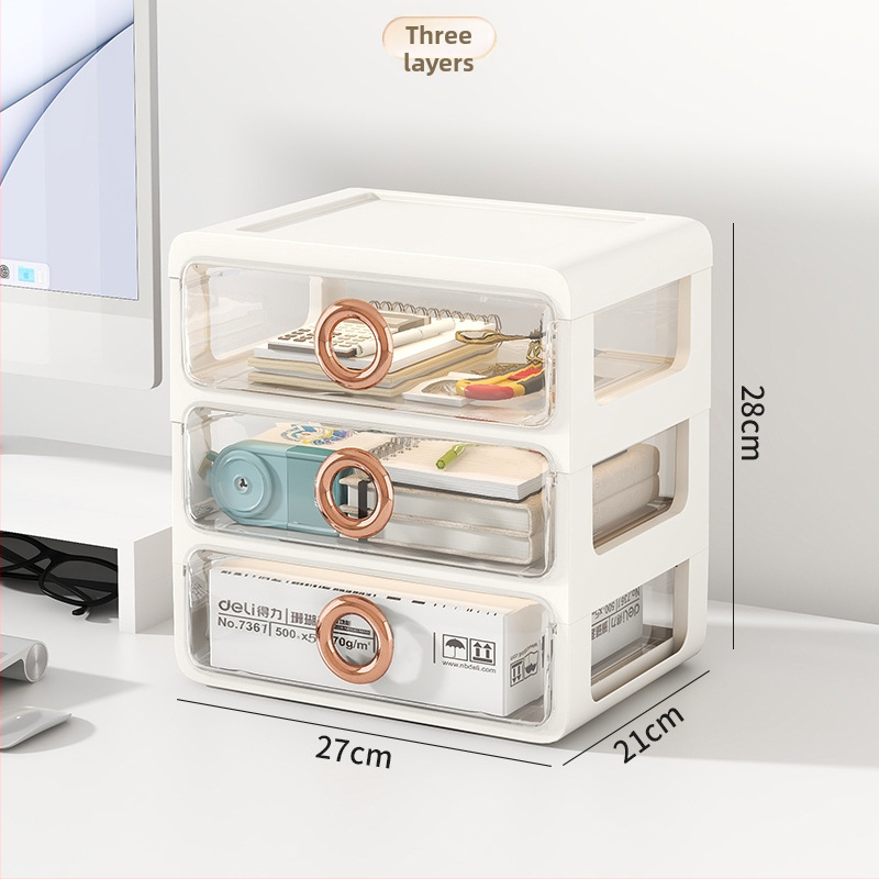 Kozmetický úložný box s priehľadnými šuplíkmi – plastový stolný organizér na make-up a starostlivosť o pleť, Yunshina, Jieyang, 2023