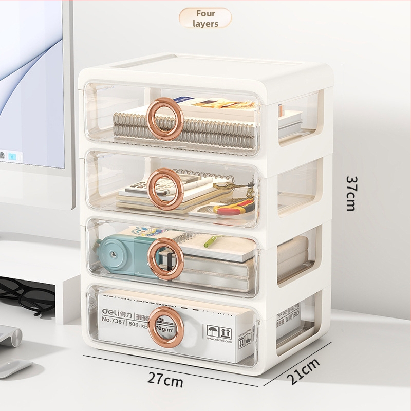Kozmetický úložný box s priehľadnými šuplíkmi – plastový stolný organizér na make-up a starostlivosť o pleť, Yunshina, Jieyang, 2023