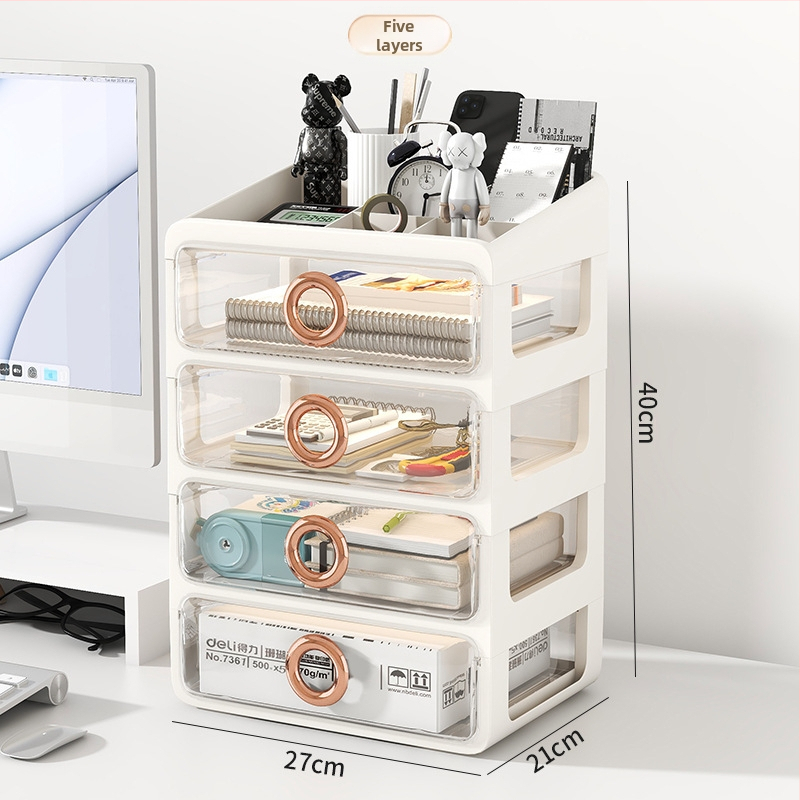 Kozmetický úložný box s priehľadnými šuplíkmi – plastový stolný organizér na make-up a starostlivosť o pleť, Yunshina, Jieyang, 2023