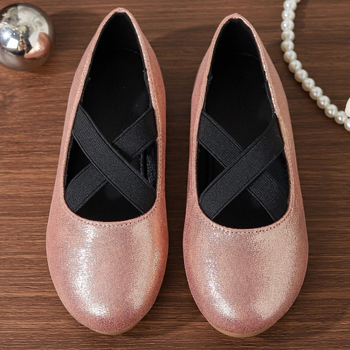 Meiteņu baleta kurpes ar mikrošķiedras augšu, gumijas zoli, PU zolīte, ādas iekšējā daļa, krusta siksnas detaļa, Korejas stils