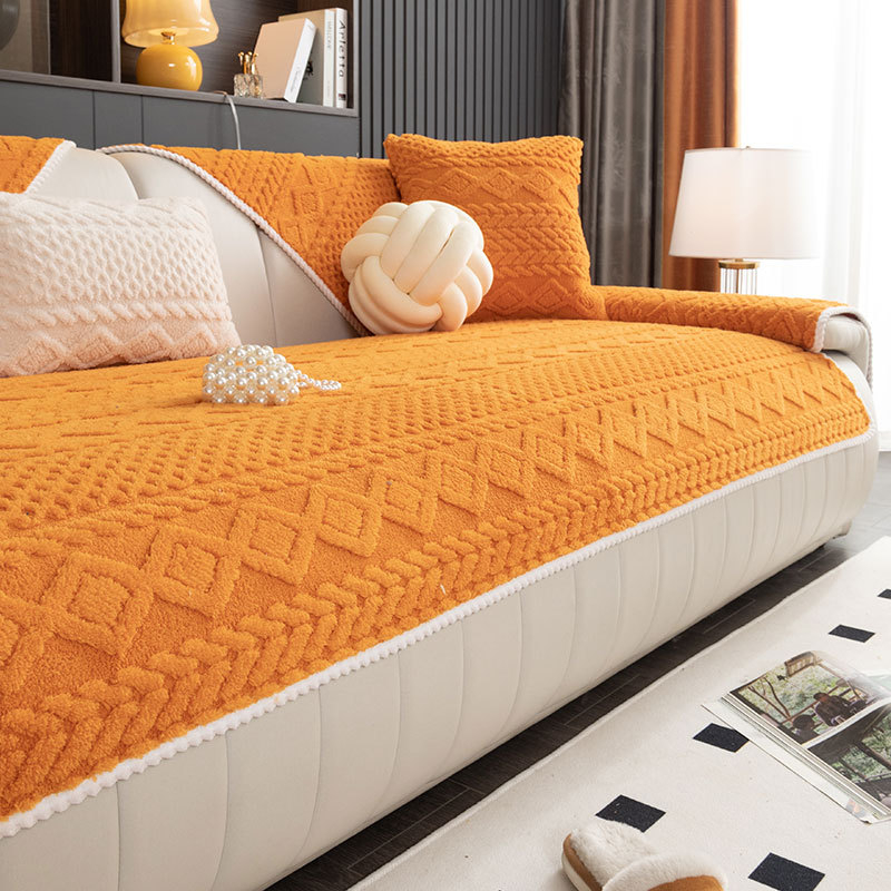 Poťah na pohovku z bavlneného velúru, jednofarebný, pre modulárnu pohovku, jednoduchý štýl, doily tvar